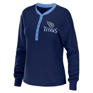 Tennessee Titans NFL Football Waffle Knit Henley Long Sleeve Shirt Womens S‎ NWT